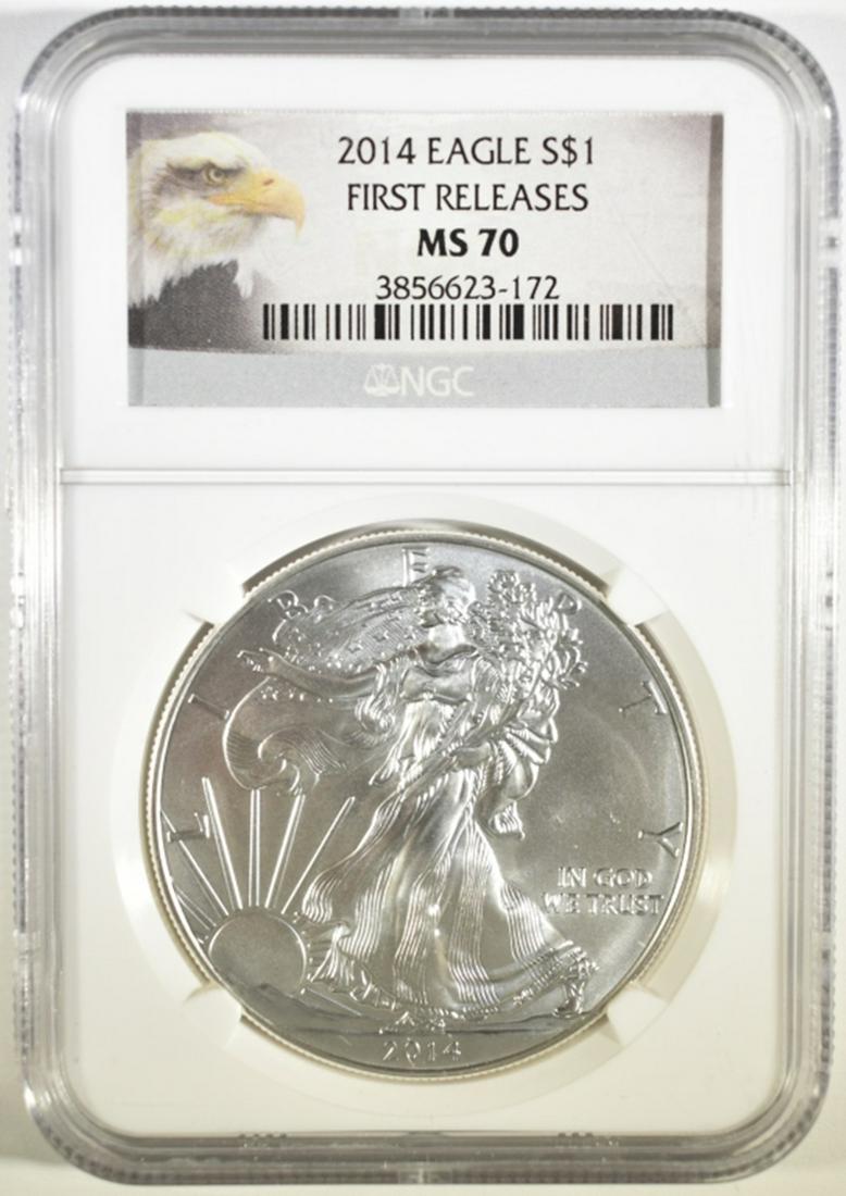 2014 AMERICAN SILVER EAGLE NGC MS-70 1st RELEASES (1 of 4)