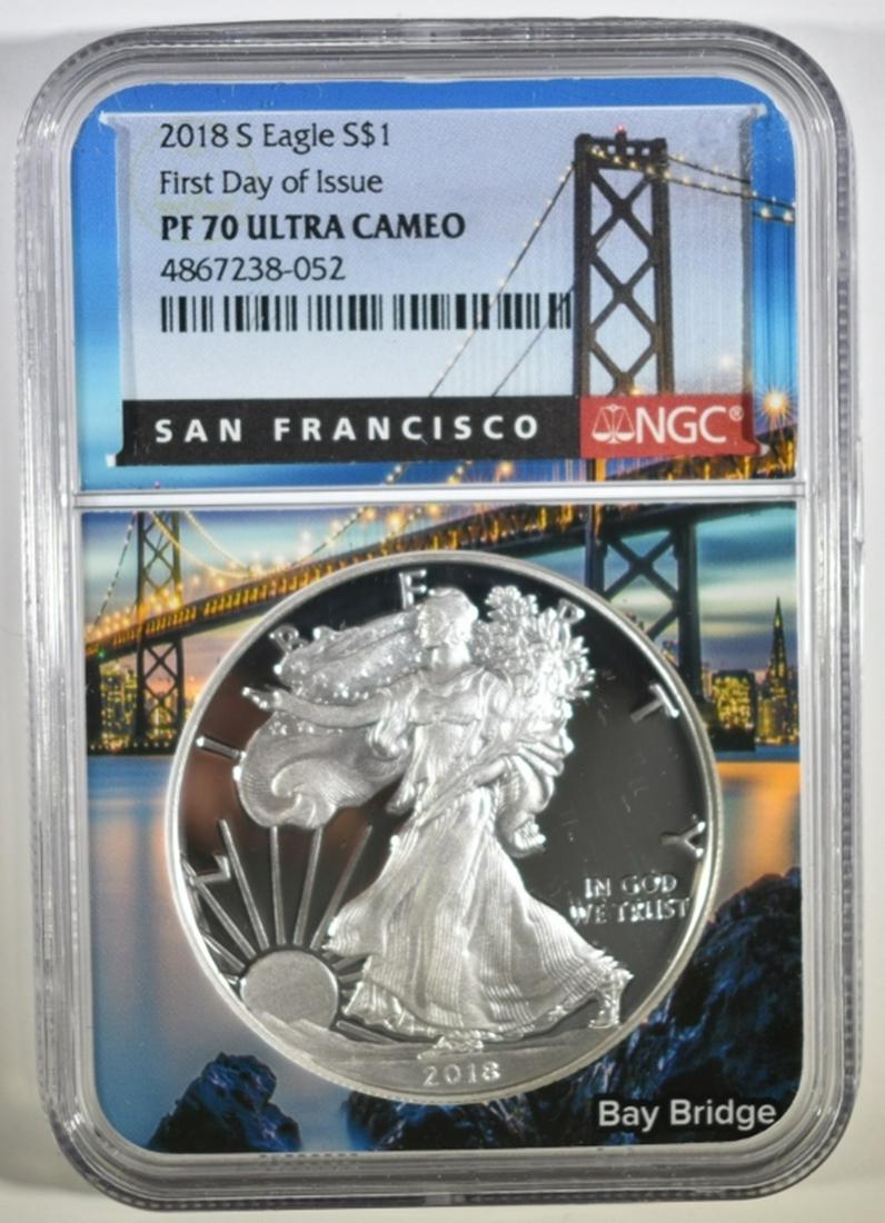2018-S AMER SILVER EAGLE NGC PF-70 U.C. 1st DAY (1 of 4)