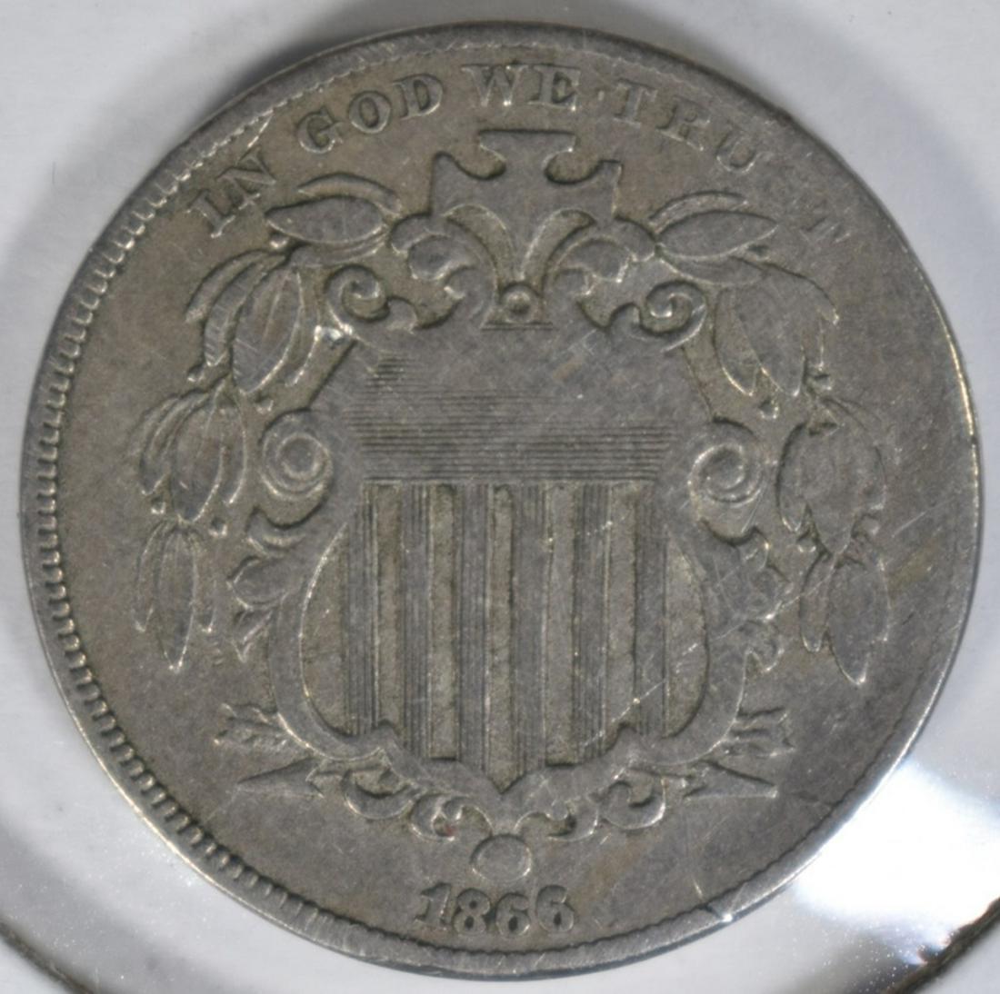 1866 RAYS SHIELD NICKEL  XF (1 of 2)