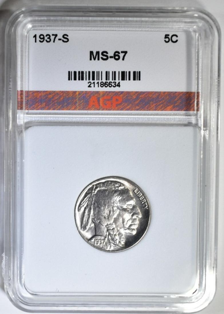 1937-S BUFFALO NICKEL BGC SUPERB GEM BU (1 of 4)