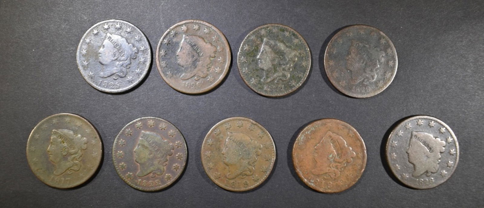 LOT OF 9 LARGE CENTS: (1 of 2)