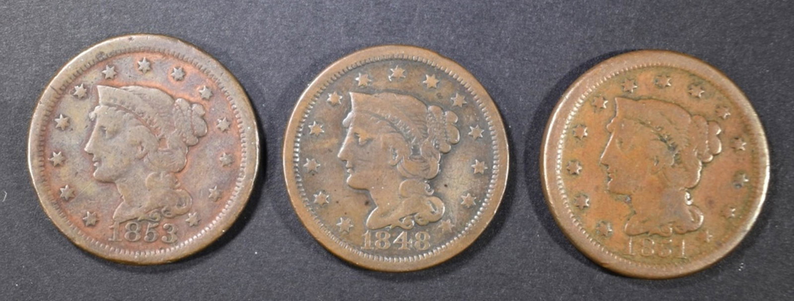 1848, 1851, & 1853 LARGE CENTS, FINE (1 of 2)