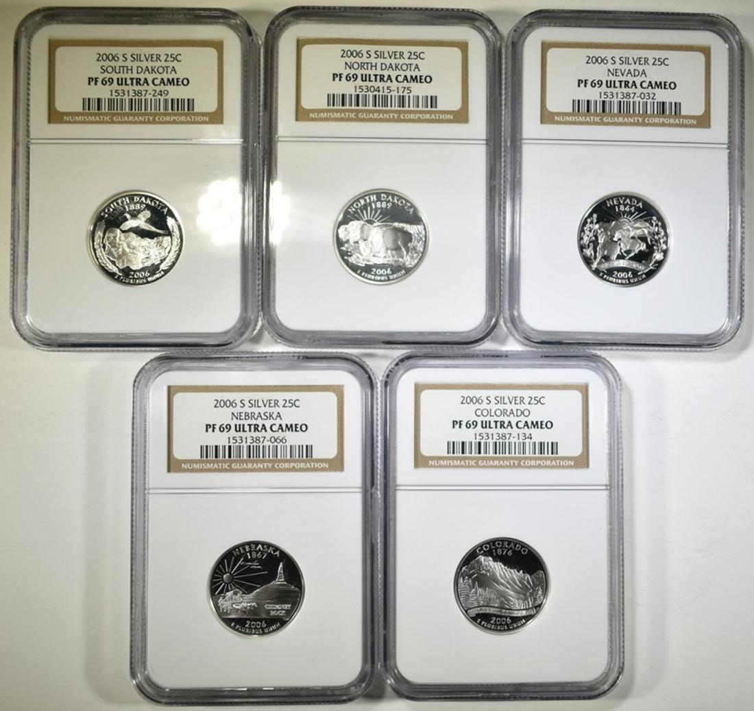 LOT OF 5 2006-S NGC GRADED SILVER STATE QUARTERS: (1 of 2)