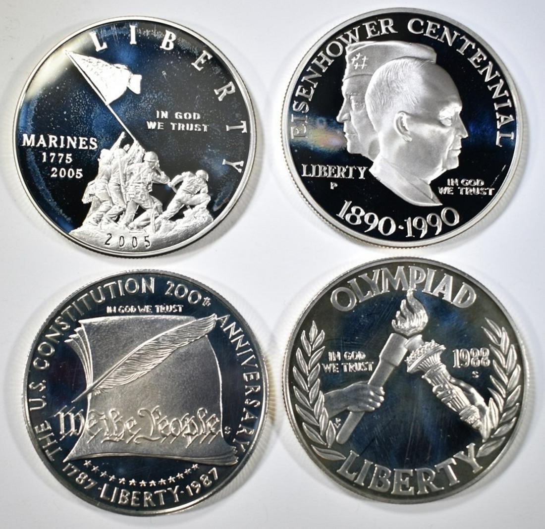 LOT OF 4 PROOF SILVER DOLLAR COMMEMS: (1 of 2)