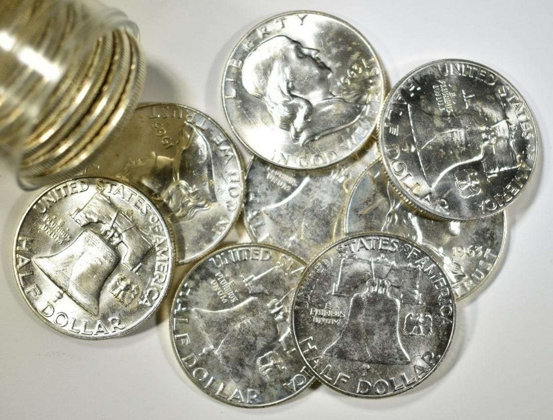 $9.50 1963-D FRANKLIN HALF DOLLARS  BU (1 of 2)