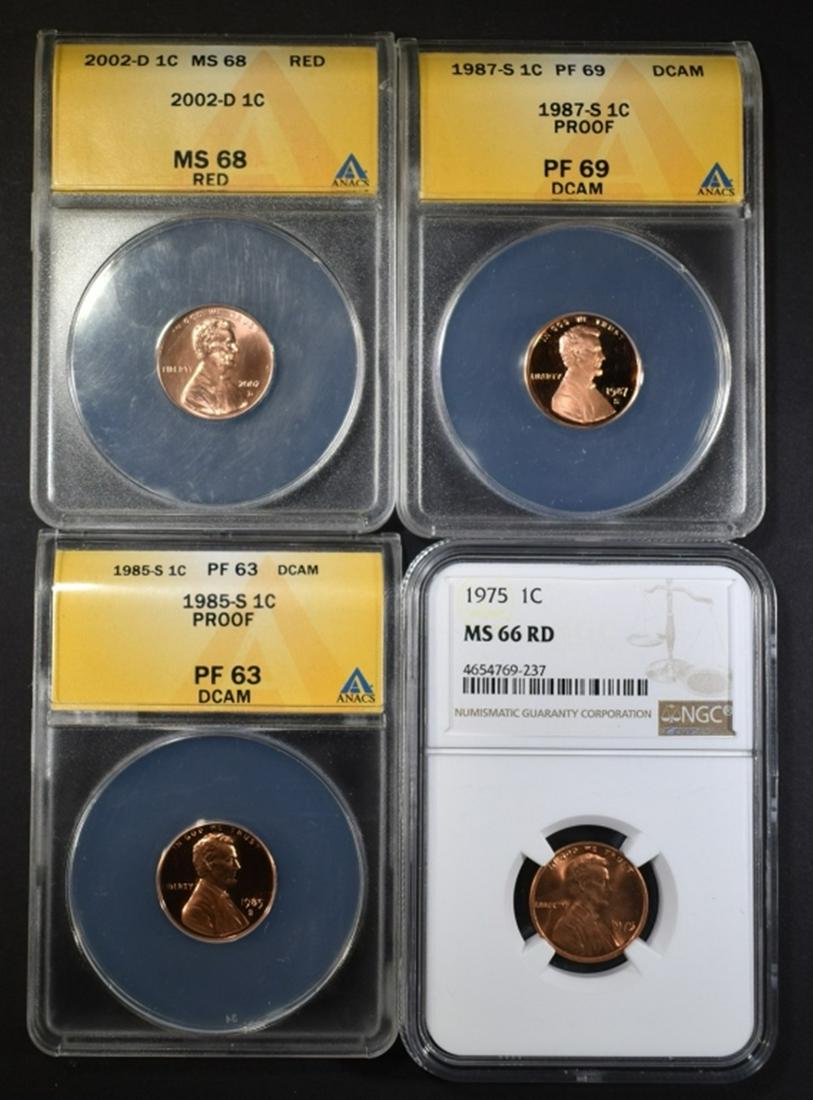 LOT OF 4 GRADED LINCOLN CENTS: (1 of 2)