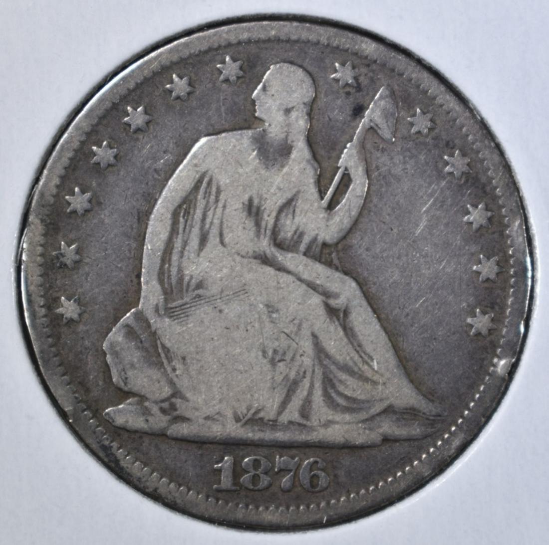 1876-CC SEATED LIBERTY HALF DOLLAR  GOOD (1 of 2)