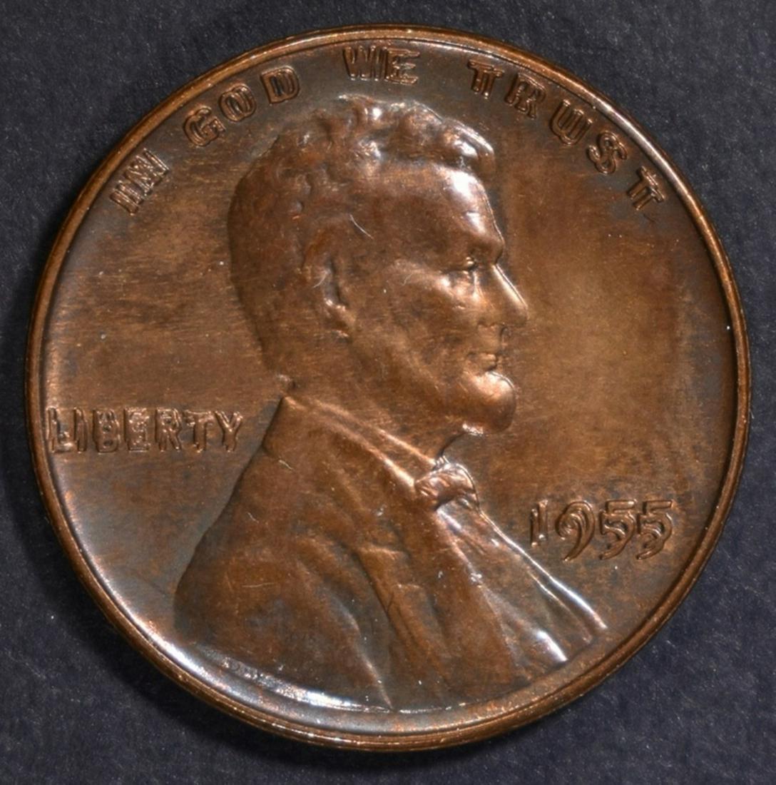 1955 LINCOLN CENT DOUBLE DIE VERY CH UNC: TOP RATED AUCTION HOUSE ESTIMATE $2000 - $2500.