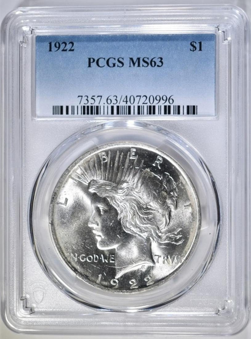 1922 PEACE DOLLAR PCGS MS-63: WEEKLY COIN & CURRENCY AUCTIONS ESTIMATE $75 - $100.