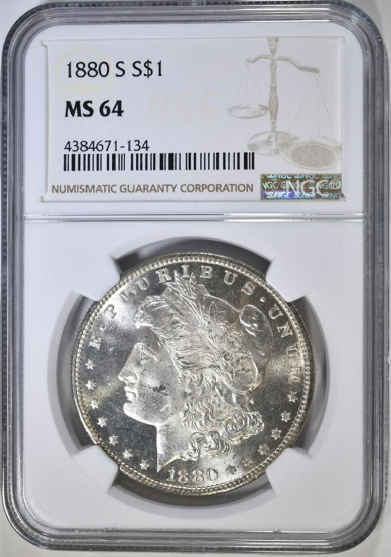 1880-S MORGAN DOLLAR NGC MS-64: LEADERS IN ON-LINE AUCTIONS ESTIMATE $75 - $100.