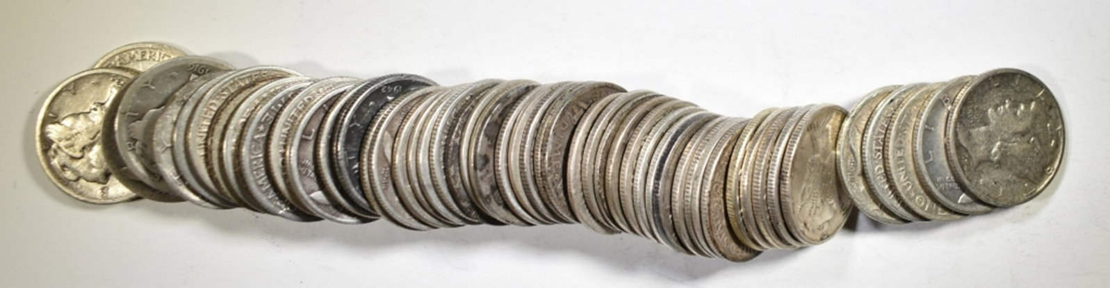 55-CIRC 90% SILVER MERCURY DIMES: WEEKLY COIN & CURRENCY AUCTIONS ESTIMATE $125 - $140.