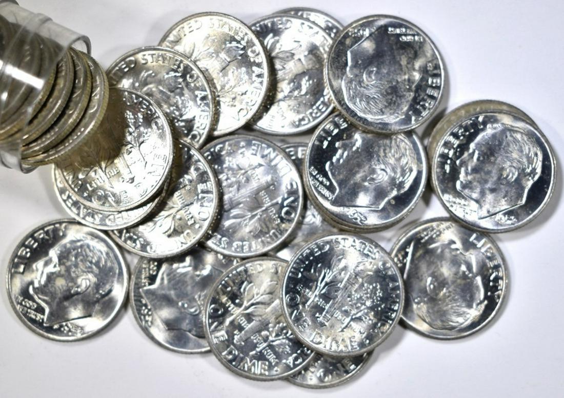 BU ROLL OF 1952-D ROOSEVELT DIMES: LEADERS IN ON-LINE AUCTIONS ESTIMATE $200 - $225.