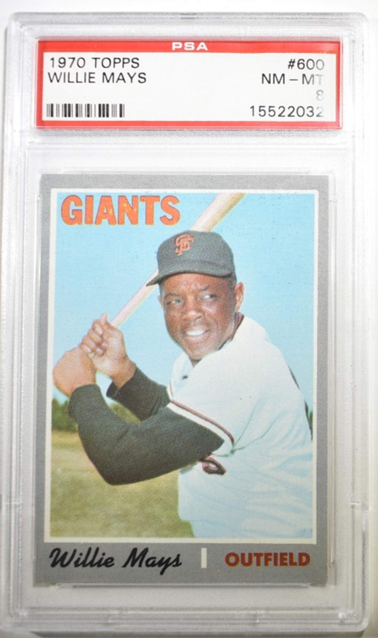 1970 TOPP WILLIE MAYS #600, PSA NM/MT-8: TOP RATED AUCTION HOUSE ESTIMATE $400 - $500.