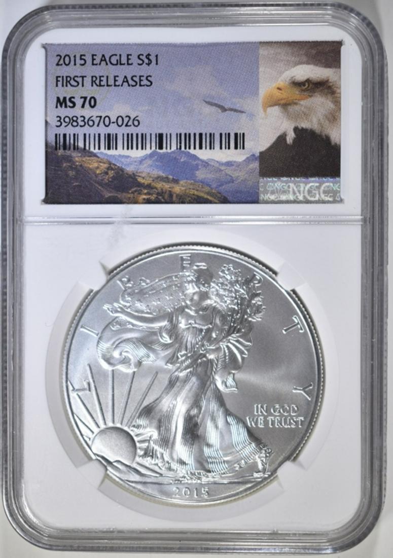 2015 SILVER EAGLE NGC MS-70 FIRST RELEASES (1 of 4)
