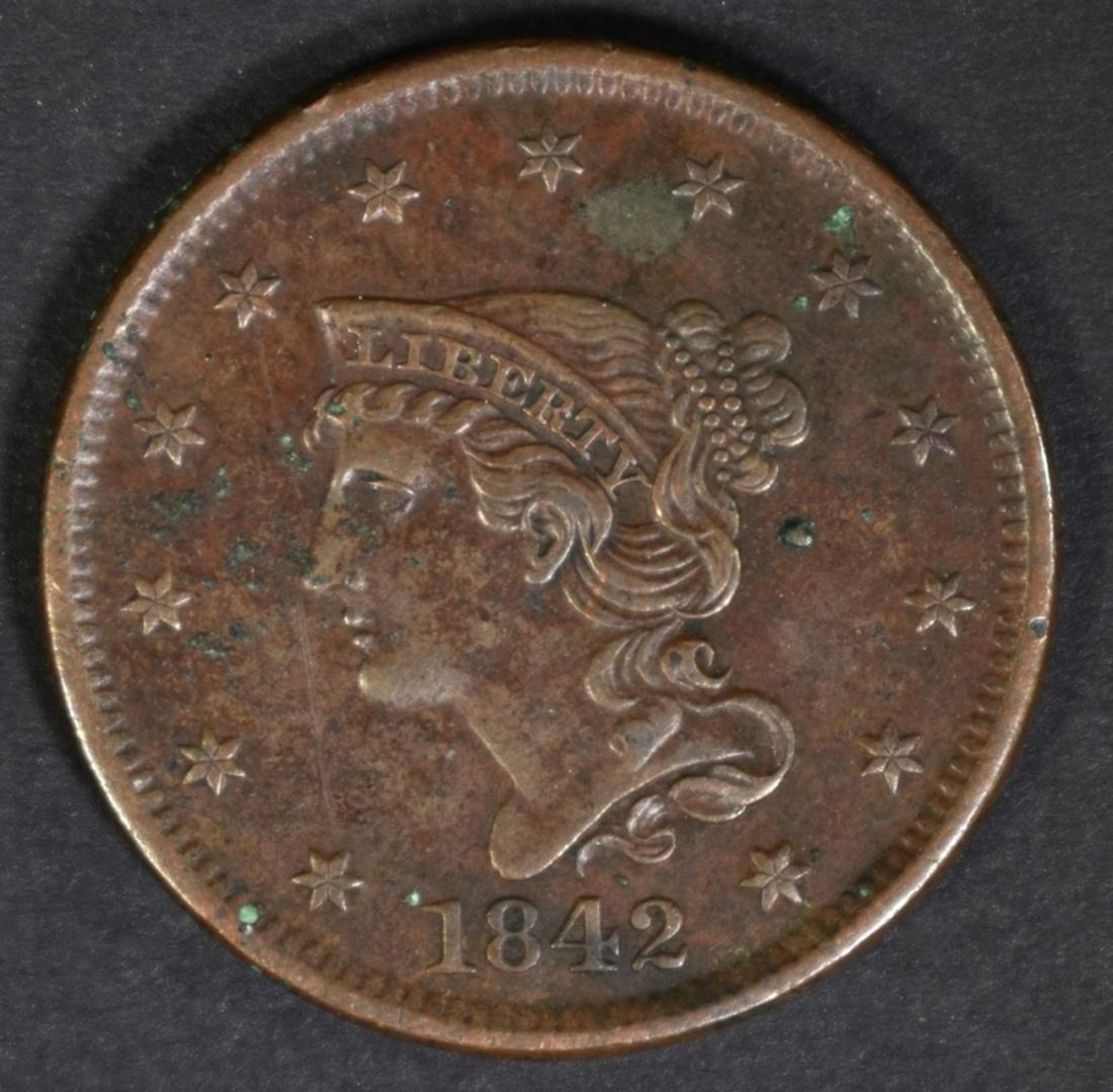 1842 LARGE CENT  CH AU (1 of 2)