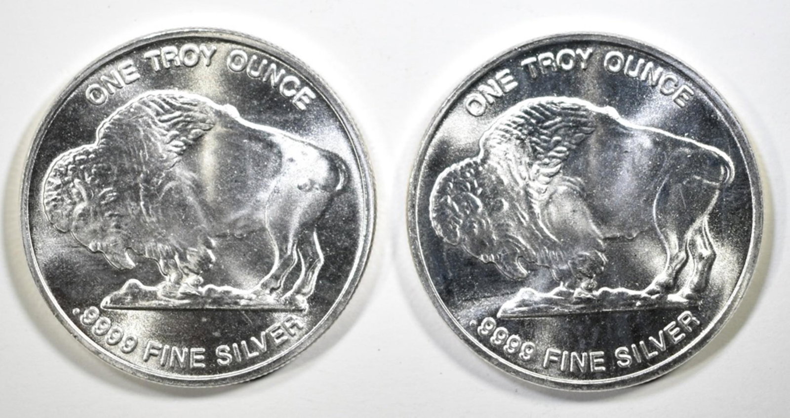 2-BUFFALO/INDIAN ONE OUNCE .999 SILVER ROUNDS: TOP RATED AUCTION HOUSE ESTIMATE $80 - $95.