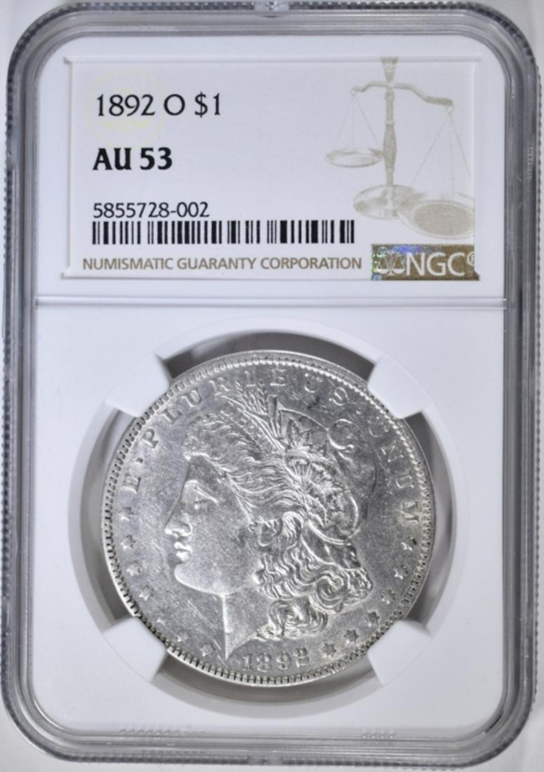 1892-O MORGAN DOLLAR NGC AU-53: WEEKLY COIN & CURRENCY AUCTIONS ESTIMATE $75 - $100.