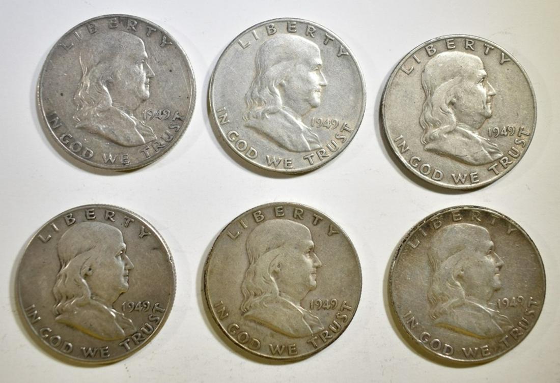 CIRC FRANKLIN HALF DOLLAR LOT:: 2-1949-P-D-S ESTIMATE $90 - $110.
