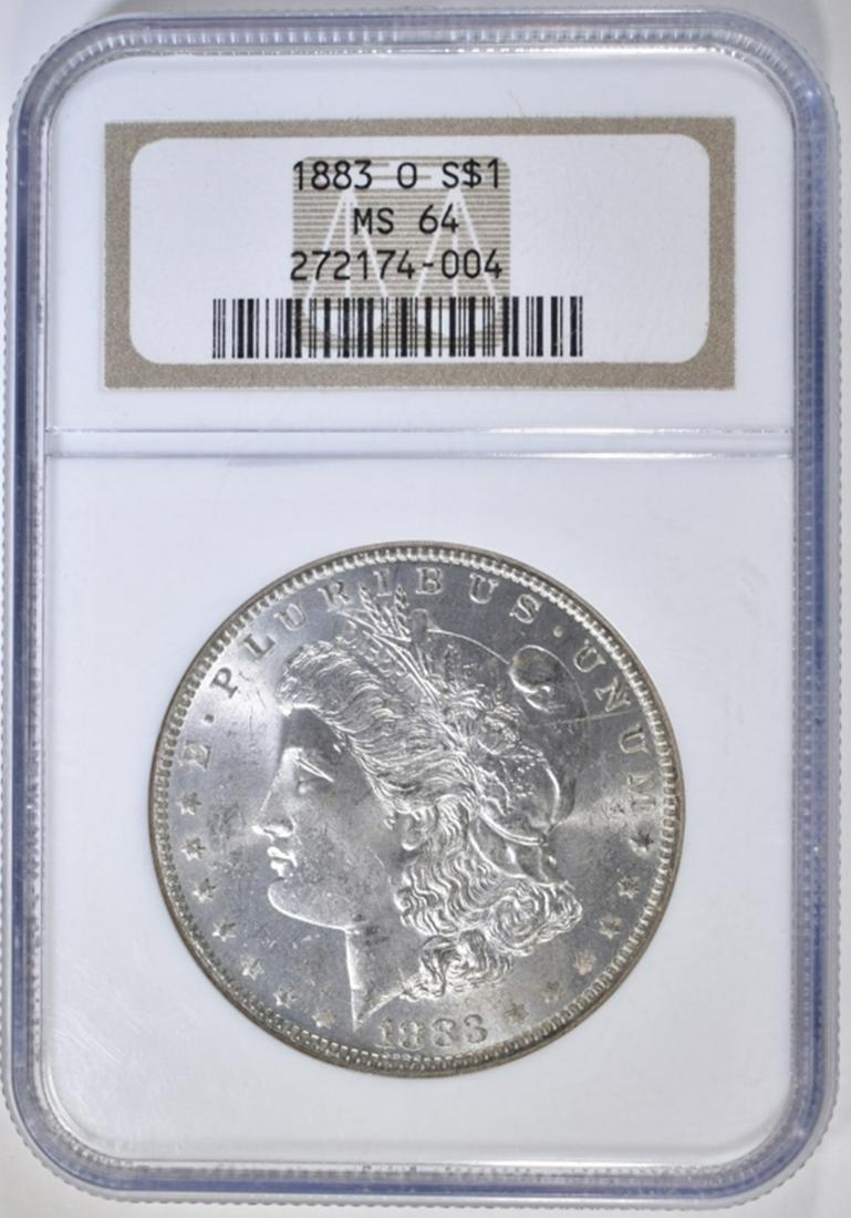 1883-O MORGAN DOLLAR NGC MS-64: BID WITH SILVER CITY AUCTIONS ESTIMATE $100 - $125.