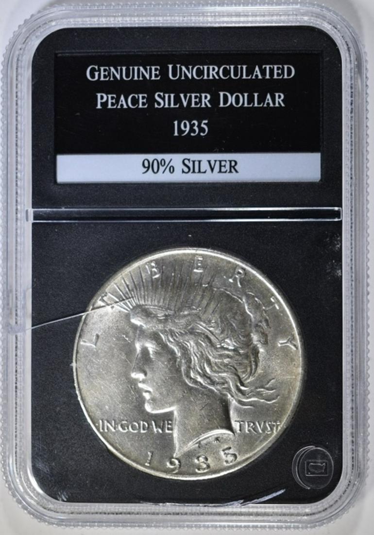 1935 PEACE DOLLAR UNC: WEEKLY COIN & CURRENCY AUCTIONS. ESTIMATE $70 - $90.
