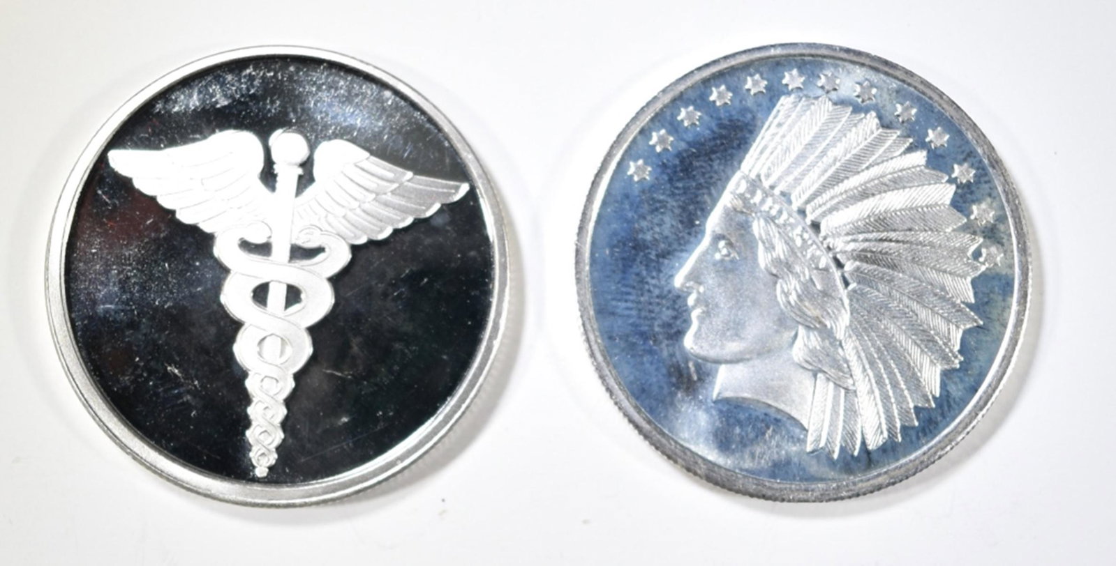 2-DIFFERENT ONE OUNCE .999 SILVER ROUNDS: WEEKLY COIN & CURRENCY AUCTIONS ESTIMATE $85 - $95.