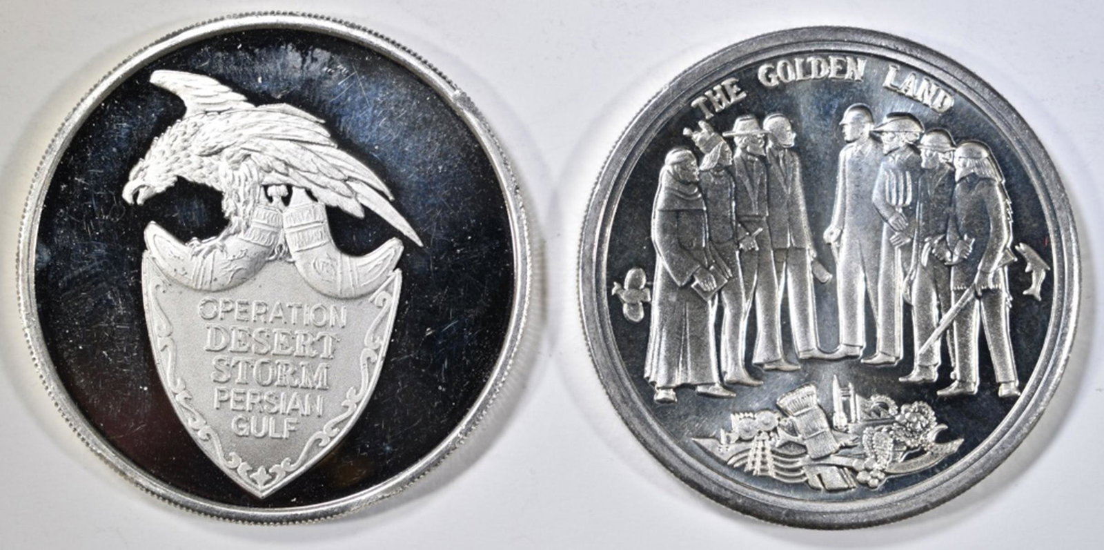 2-DIFFERENT ONE OUNCE .999 SILVER ROUNDS: LEADERS IN ON-LINE AUCTIONS ESTIMATE $85 - $100.