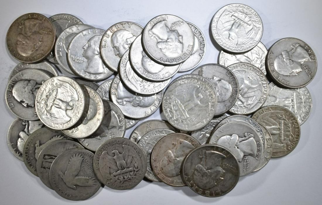 40-MIXED 90% SILVER U.S. QUARTERS (1 of 2)