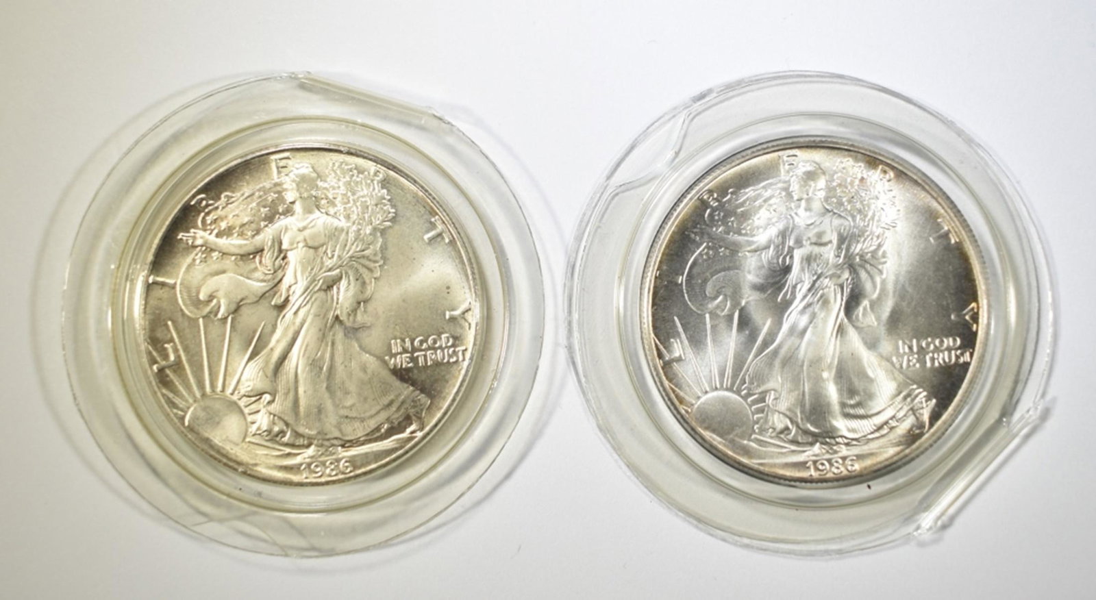 2-BU 1986 AMERICAN SILVER EAGLES (1 of 2)