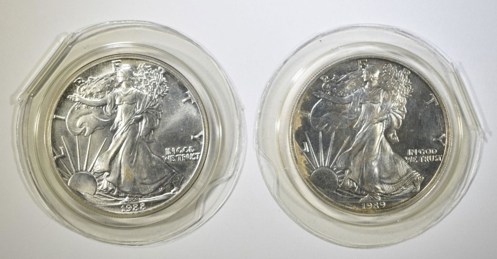 1988 & 89 BU AMERICAN SILVER EAGLES (1 of 2)