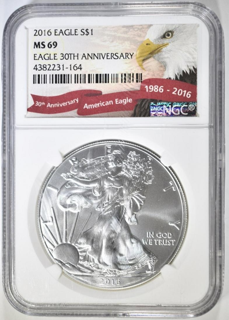 2016 30th ANNIV AMERICAN SILVER EAGLE NGC MS-69 (1 of 4)