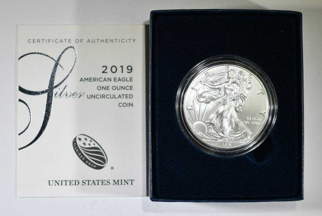 2019-W BURNISHED SILVER EAGLE ORIG BOX/COA (1 of 1)