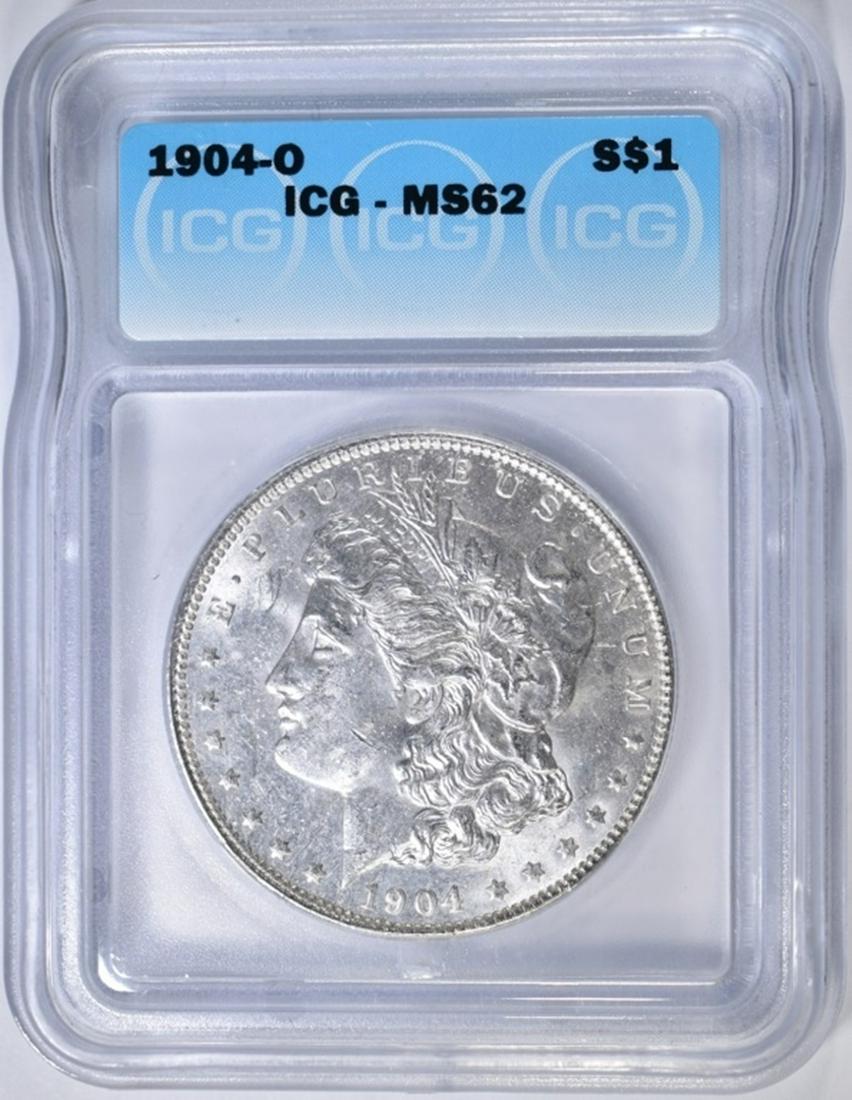 1904-O MORGAN DOLLAR ICG MS-62: CHECK OUT OUR UPCOMING AUCTIONS ESTIMATE $50 - $75.