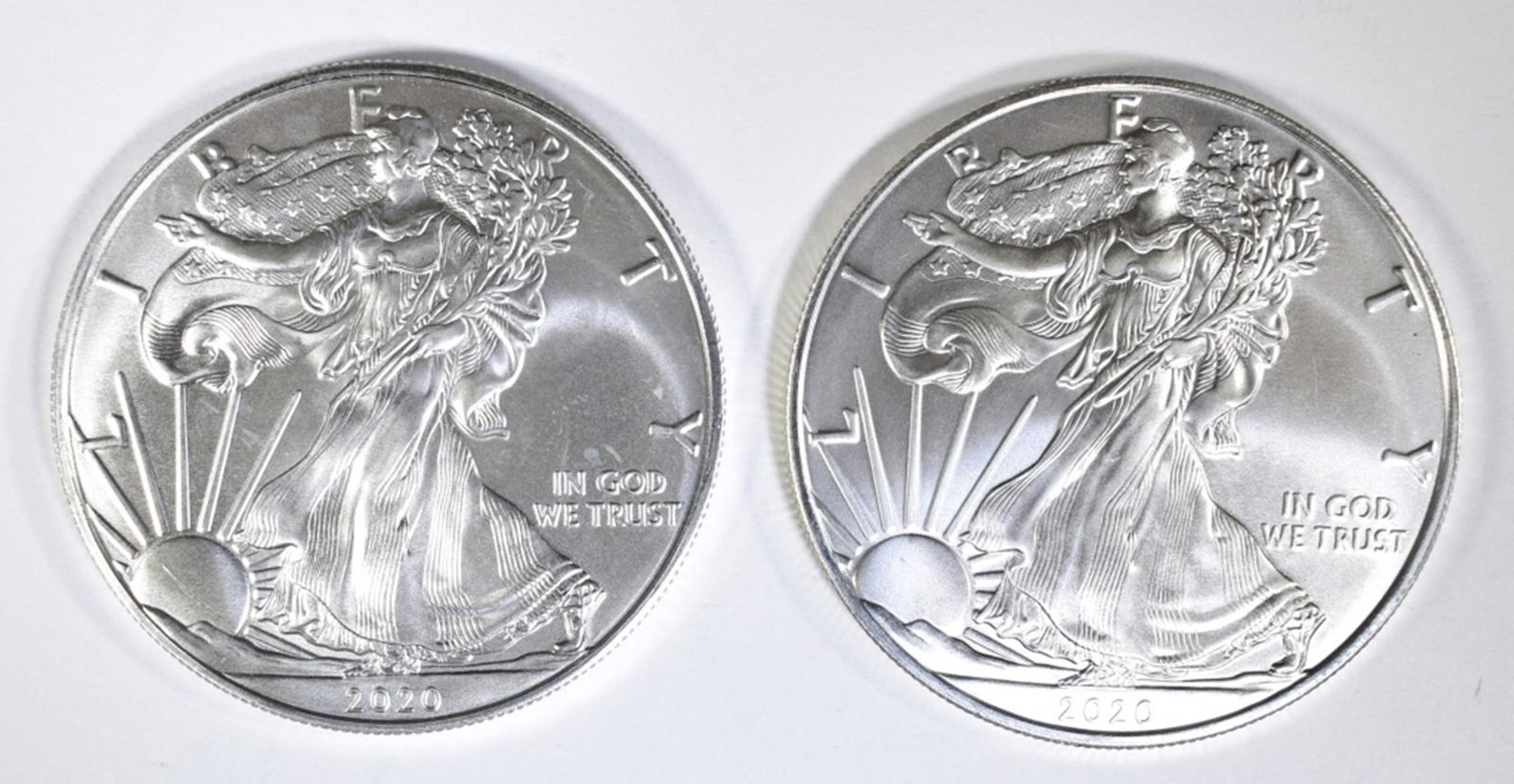 2-BU 2020 AMERICAN SILVER EAGLES (1 of 2)