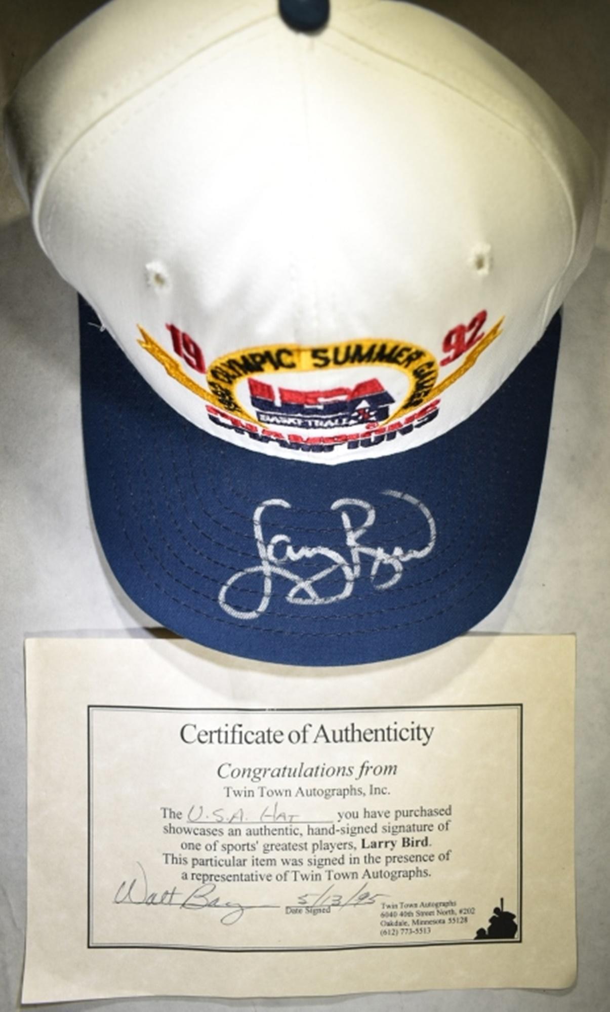 LARRY BIRD SIGNED 1992 OLYMPICS CAP WITH COA (1 of 3)