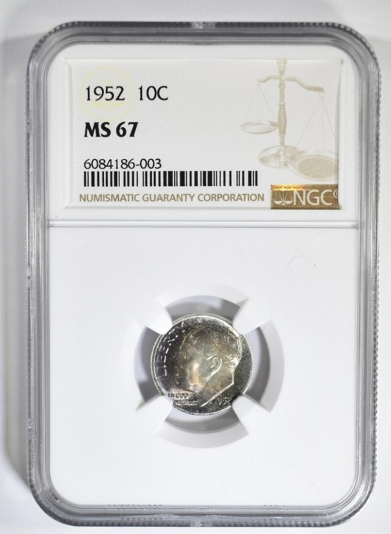 1952 ROOSEVELT DIME NGC MS-67 COLOR (1 of 4)