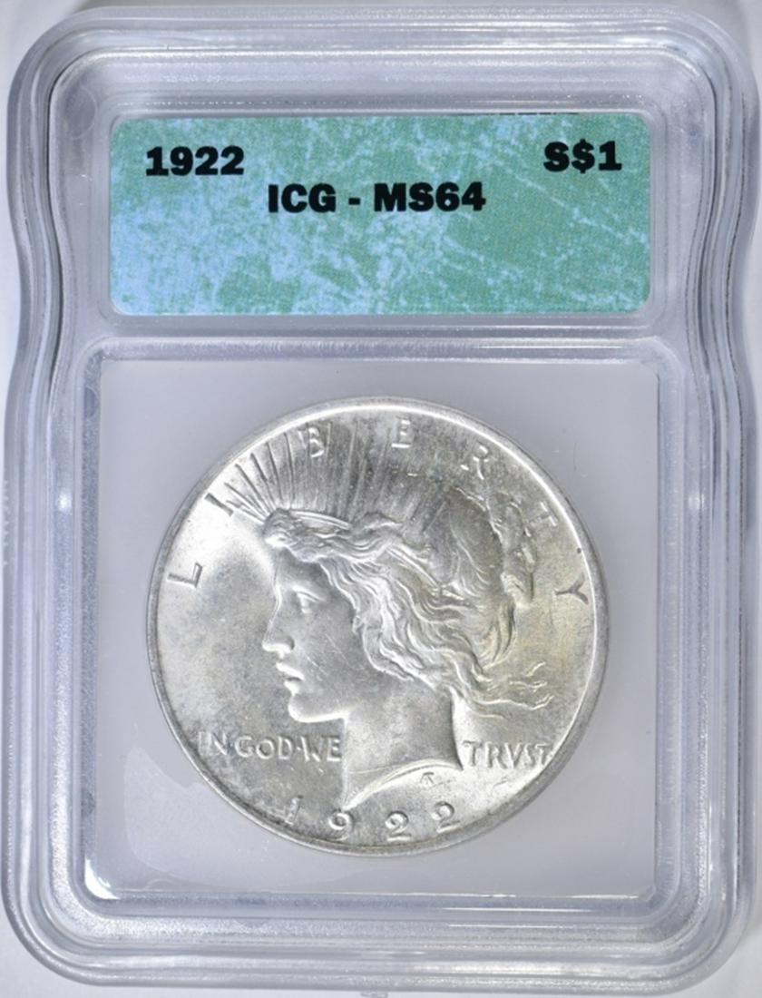 1922-PEACE DOLLAR ICG MS-64 (1 of 4)