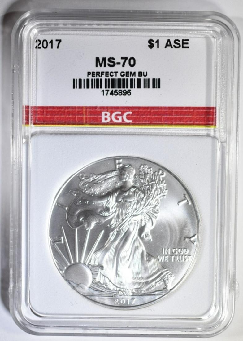 2017 AMERICAN SILVER EAGLE BGC PERFECT GEM BU (1 of 4)