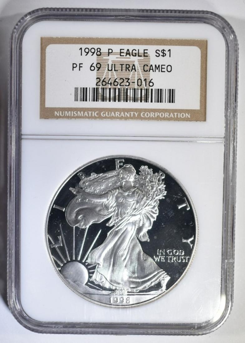 1998-P AMERICAN SILVER EAGLE NGC PF-69 ULTRA CAMEO (1 of 4)