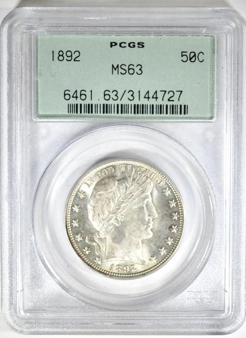 1892 BARBER HALF DOLLAR PCGS MS-63 OGH (1 of 4)