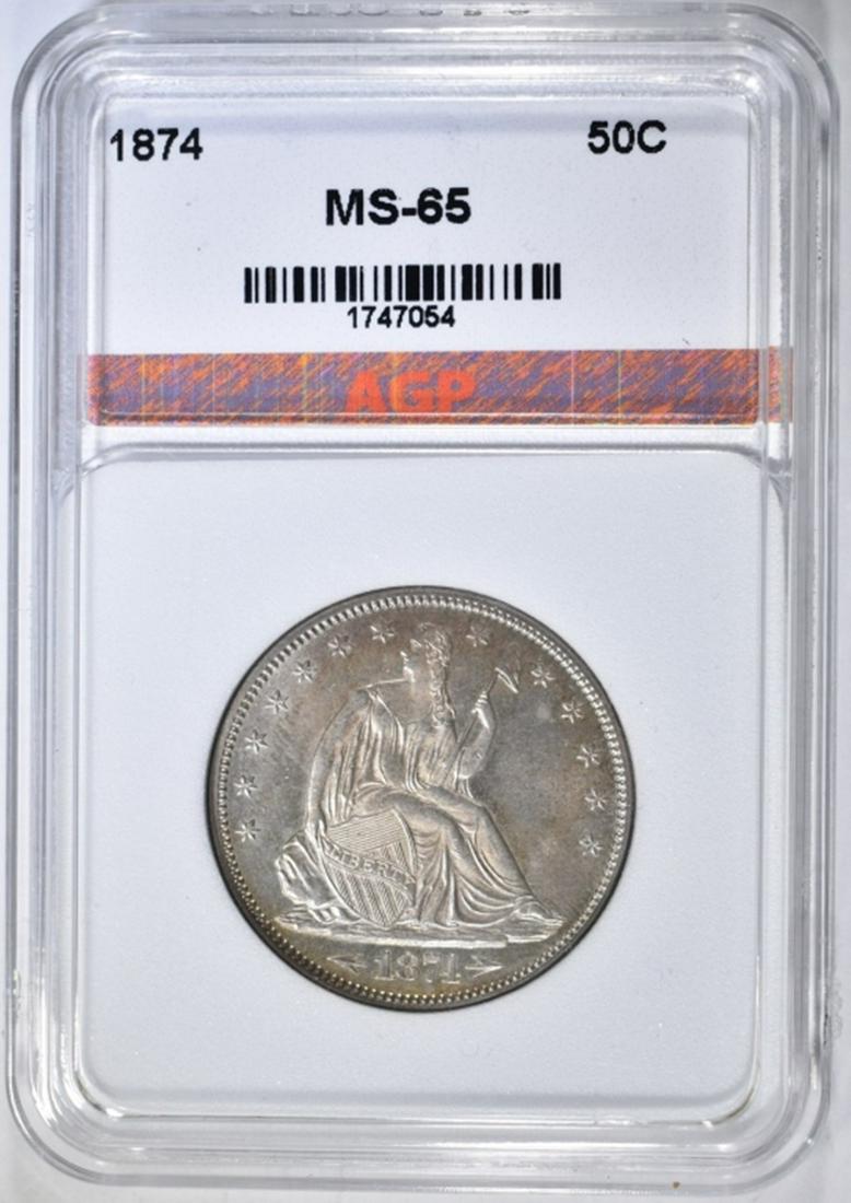 1874 SEATED HALF DOLLAR AGP GEM BU (1 of 4)