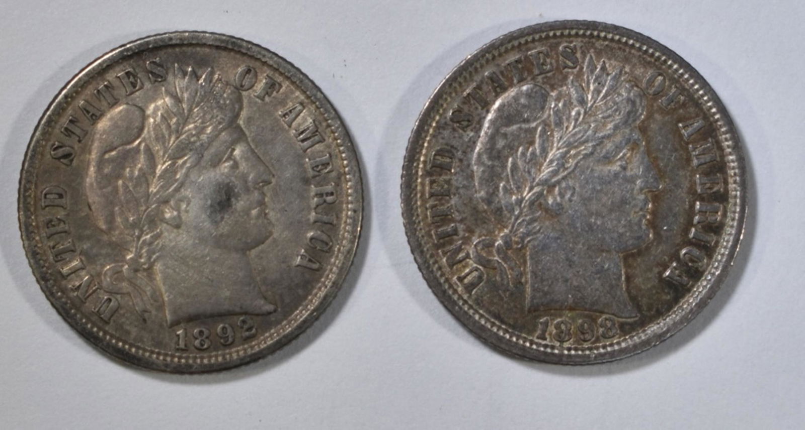 1892 &1898 BARBER DIMES  AU (1 of 2)