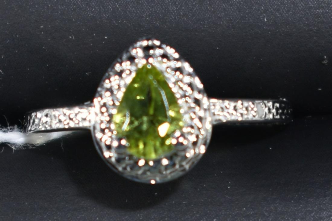 PERIDOT & DIAMOND HALO RING  SIZE 7 (1 of 1)