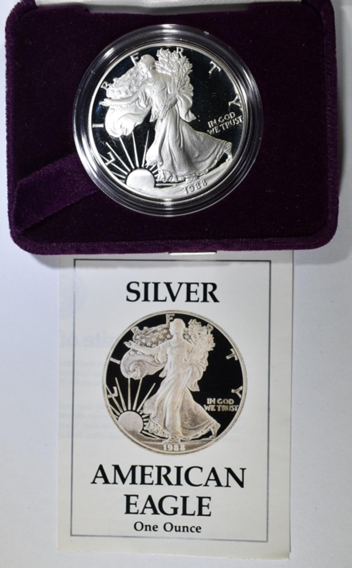 1988 PROOF AMERICAN SILVER EAGLE ORIG BOX/COA (1 of 3)