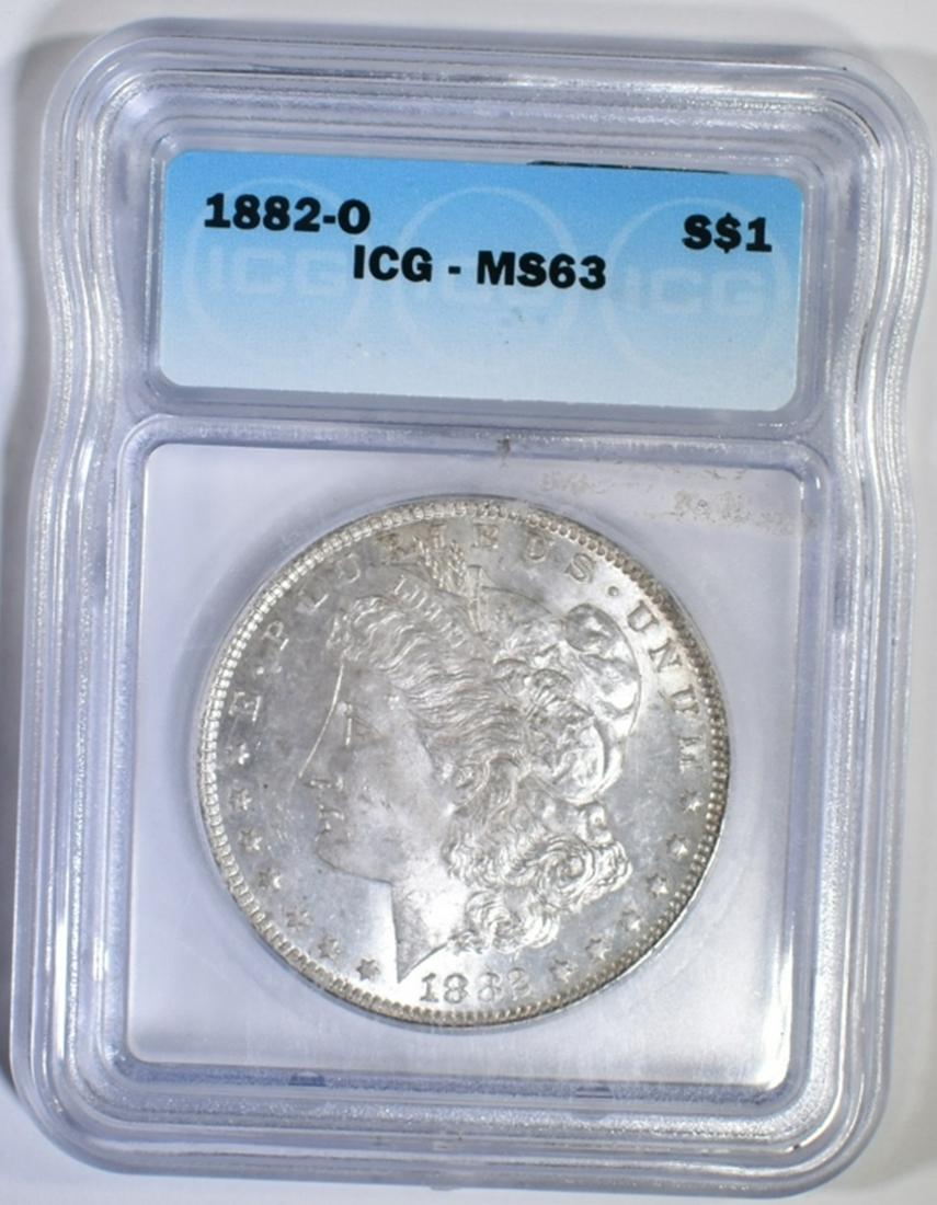 1882-O MORGAN DOLLAR ICG MS-63: LEADERS IN ON-LINE AUCTIONS ESTIMATE $75 - $100.