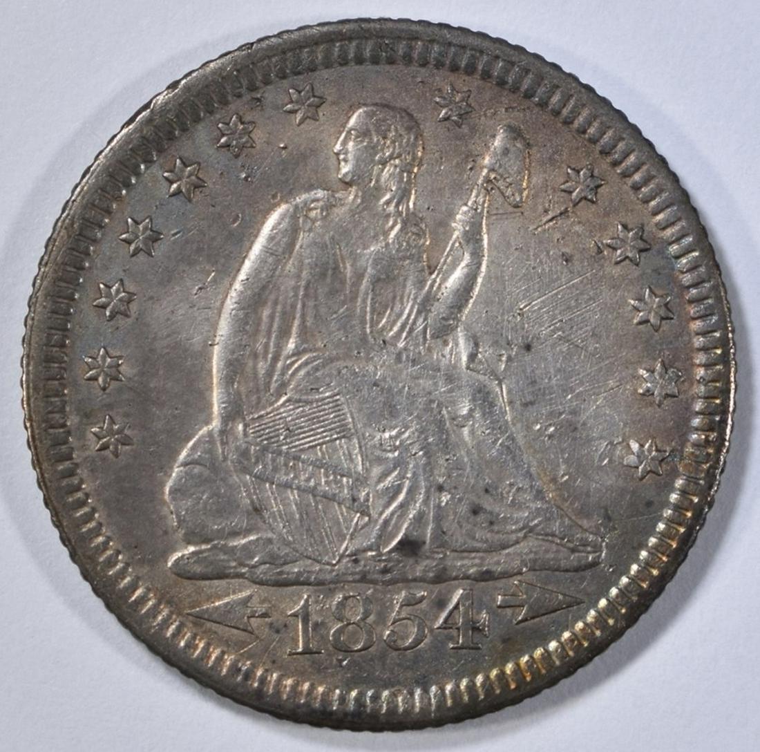 1854-O SEATED LIBERTY QUARTER  CH AU (1 of 2)