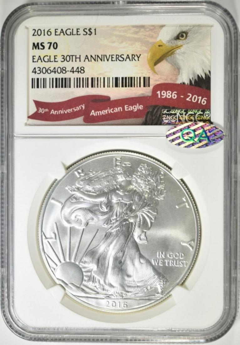 2016 30th ANNIV. SILVER EAGLE NCG MS-70 QA STICKER (1 of 4)
