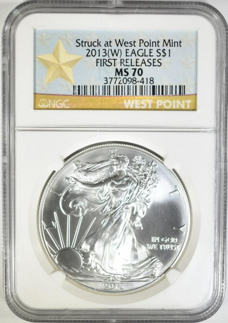 2013-(W) SILVER EAGLE NGC MS-70 1st RELEASES (1 of 4)