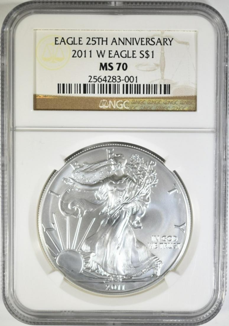 2011-W 25th ANNIV. SILVER EAGLE NGC MS-70 (1 of 4)