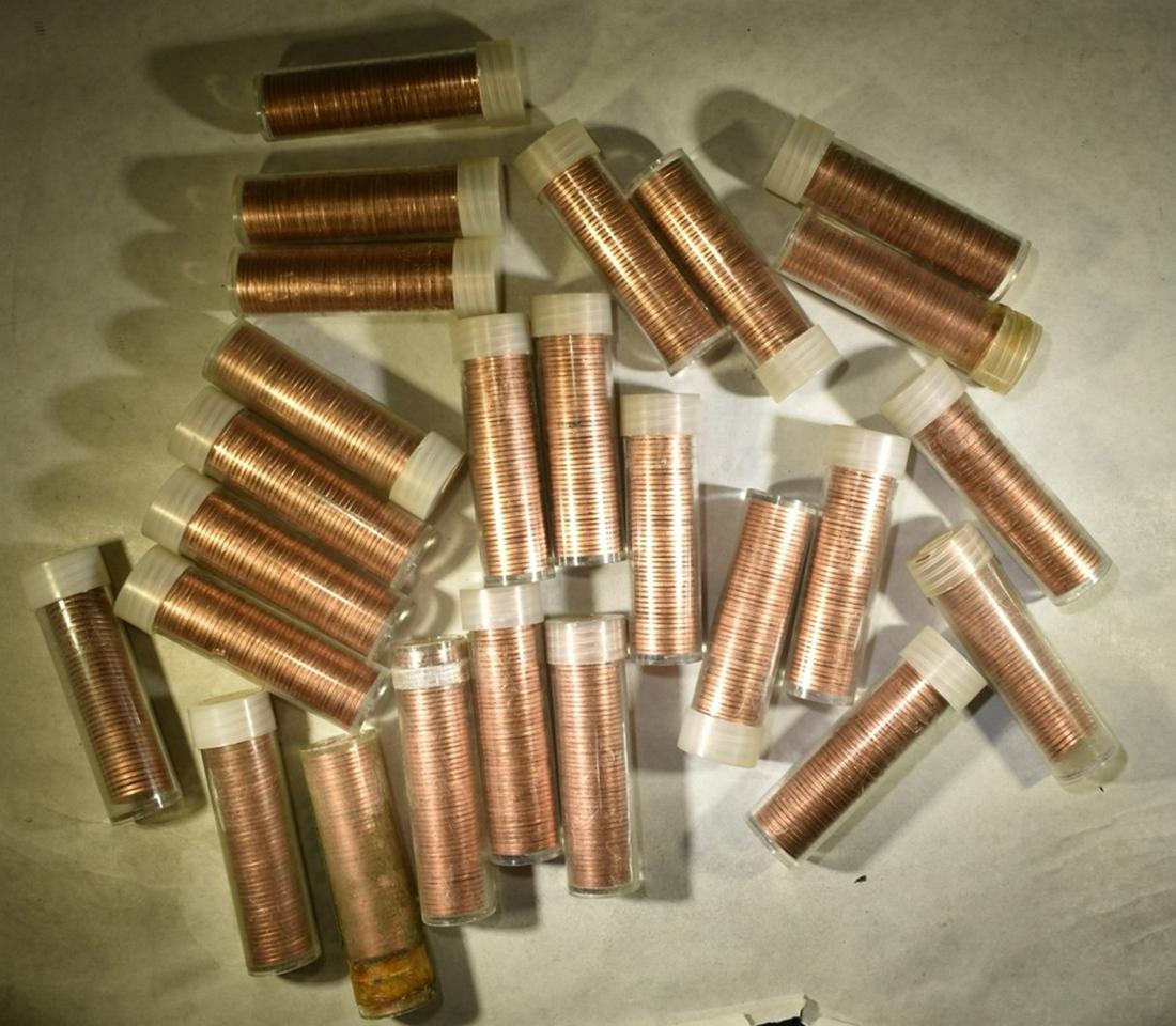 LOT OF 25 MIXED DATE BU LINCOLN CENTS ROLLS: (1 of 1)