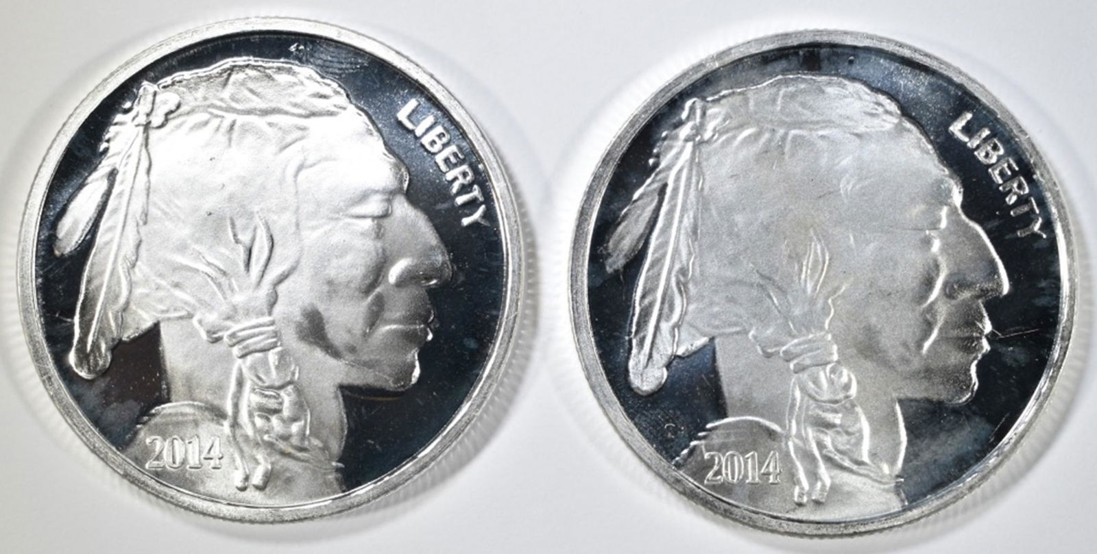 2-INDIAN/BUFFALO 1oz SILVER ROUNDS "PROOF" (1 of 2)